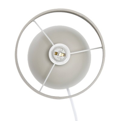 Petite Light Wood and Gray Ceramic Table Lamp