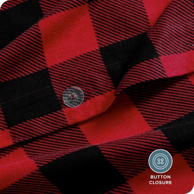 Buffalo Plaid Red and Black Cotton Flannel Twin/Twin XL Duvet Cover Set