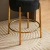 Resenkos Counter Bar Stools, Counter Stool,24" Tall, Round Bar Stools, Set of 2 - Contemporary Upholstered Dining Stools with Gold Legs,Black - 2 of 4