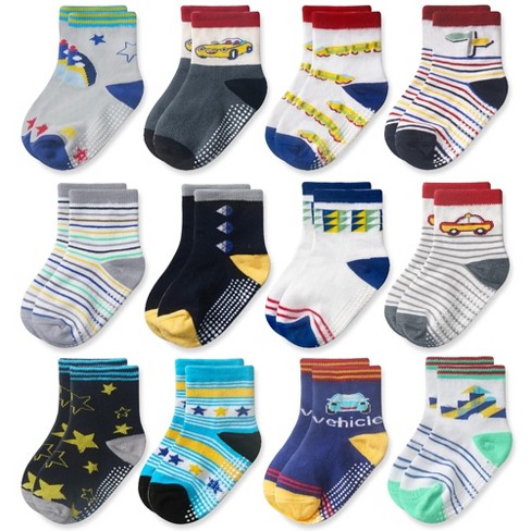 Cozyway Toddler Non Slip Crew Socks 12 Pairs For Kids Children Anti Skid Grips Socks Cotton Boys Girls 5 7 Years Target