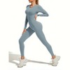 DOMETOUR Zip Front Sports Yoga Jumpsuit for Women Tummy Control Unitard Bodysuit Athletic Rompers, Grey blue-M - 3 of 4