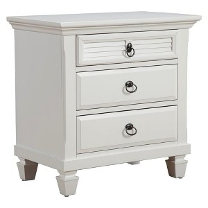 Alpine Furniture,Winchester 3 Drawer Nightstand, White - 1 of 4