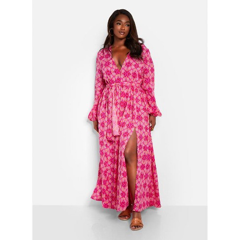 Rebdolls Women s Lauren Kaleidoscope Print Deep Plunge Maxi Skater