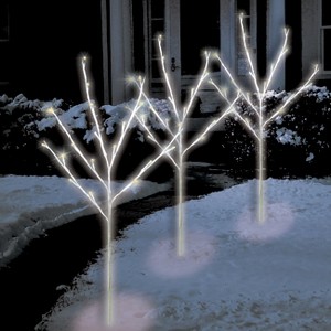 Brite Star Set of 3 LED Lighted Twinkling White Twig Tree Christmas Pathway Markers 30", Warm White Lights - 1 of 1