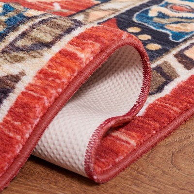 Riviera Black and Red Synthetic Runner Rug, 2'2" x 9'