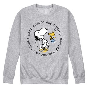 Men's - Peanuts - Snoopy Woodstock Good Things Are Coming Graphic Fleece Sweatshirt - 1 of 4
