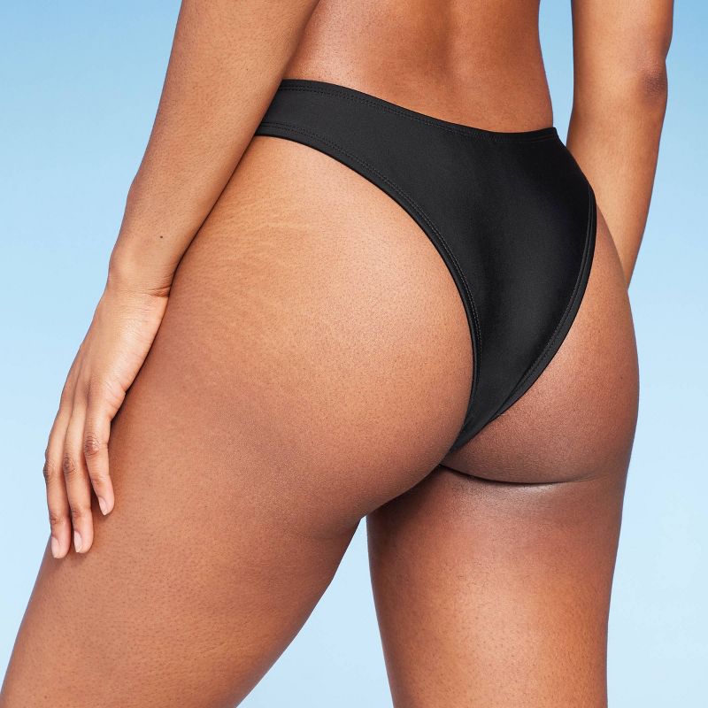 Women's Scoop Front Ultra Cheeky Ultra High Leg Bikini Bottom - Wild Fable™ Black, 3 of 9
