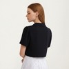 Anna-Kaci Women's Short Sleeve Cropped Bolero Jacket with Single Button Front and Peter Pan Collar - 4 of 4