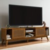 67.9 Inch Mid Century Modern Rattan TV Stand for TVs up to 75", Entertainment Cabinet, Media Console, Solid Wood Feet & Rattan Cabinet Doors - 2 of 4