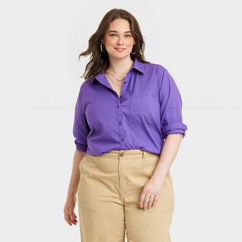 Women's Long Sleeve Relaxed Fit Button-Down Boyfriend Shirt - A New Day™