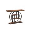 Lirago 41.3" Industrial Console Table 4 Tier Storage Shelf with Circle Base Rustic Brown Entryway Sofa Table for Living Room Hallway - 4 of 4