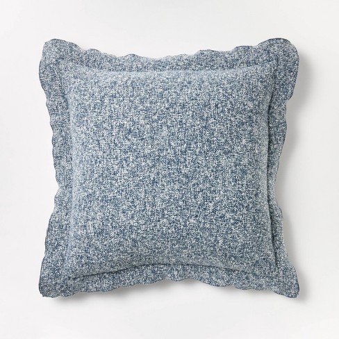 Oversized Heather Square Throw Pillow Blue Cream Threshold designed with Studio McGee