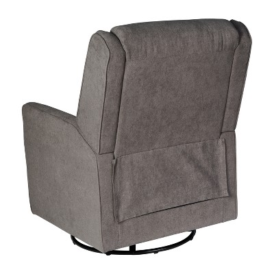 Dark Gray Metal Swivel Recliner with Plush Upholstery