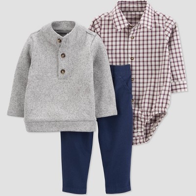 Image of Carter's Just One You®️ Baby Boys' Plaid Top & Bottom Set - Cream 6M