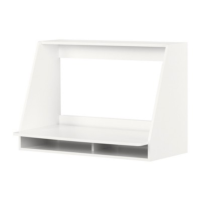 Interface Wall Mount Desk Pure White - South Shore: Sturdy Floating Workstation, Compact Design, Open Storage Shelf