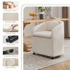 Set of 1 Fabric Chenille Upholstered Dining Armchair,Swivel Dining Chair with Universal Wheels,Curved Back Kitchen Dining Room Chair-Coolbibila - 3 of 4