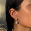 Adornia 14k Gold Plated CZ Huggie Hoop Earrings with Freshwater Pearl Drop - 2 of 4
