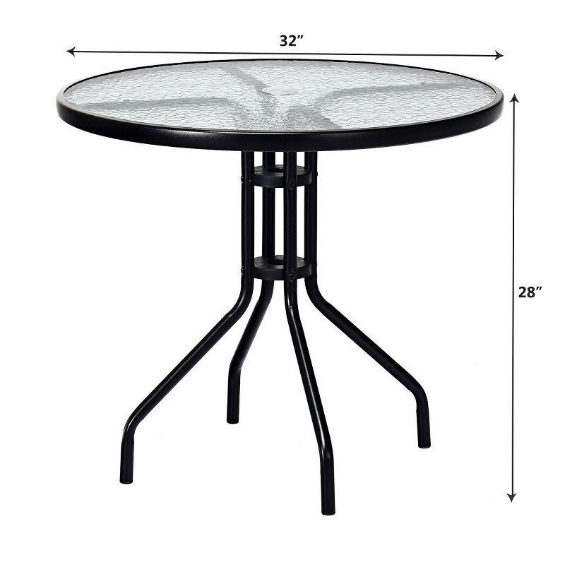 Costway 32''Outdoor Patio Round Table Tempered Glass Top, 2 of 11