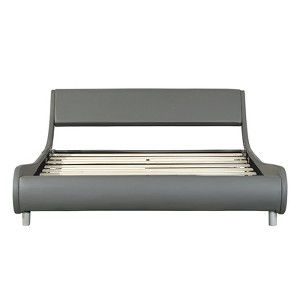 TiramisuBest Faux Leather Upholstered Platform Bed Frame - Grey Leather Design - 1 of 4