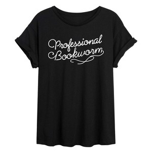 Women's - Instant Message - Professional Bookworm Oversized Graphic T-Shirt - 1 of 4