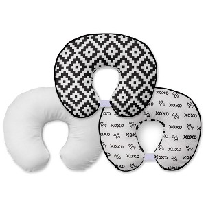 Bacati - 3 pc Love Aztec Print Black Hugster Feeding & Infant Support Nursing Pillow - 1 of 4