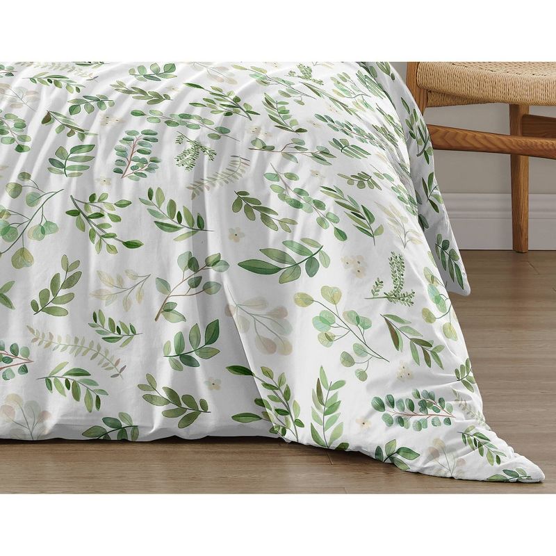 3pc Botanical Leaf Full/Queen Kids&#39; Comforter Bedding Set Green and White - Sweet Jojo Designs, 6 of 8