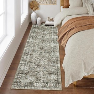 Acekool Vintage Area Rug, Washable Soft Low Pile Non Slip Carpet for Bedroom Living Room, Easy Care Retro Indoor Decor - 1 of 4
