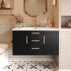 NicBex 36"Floating Bathroom Vanity with Top Resin Sink,Modern Wall-Mounted Bathroom Vanity Combo with 2 Doors&3 Drawers,No Faucet Included - 3 of 4