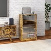 Munora 5-Tier Media Cabinet - Adjustable Shelves, Tempered Glass Doors & Cable Management - Rustic Brown for Living Room - 2 of 4