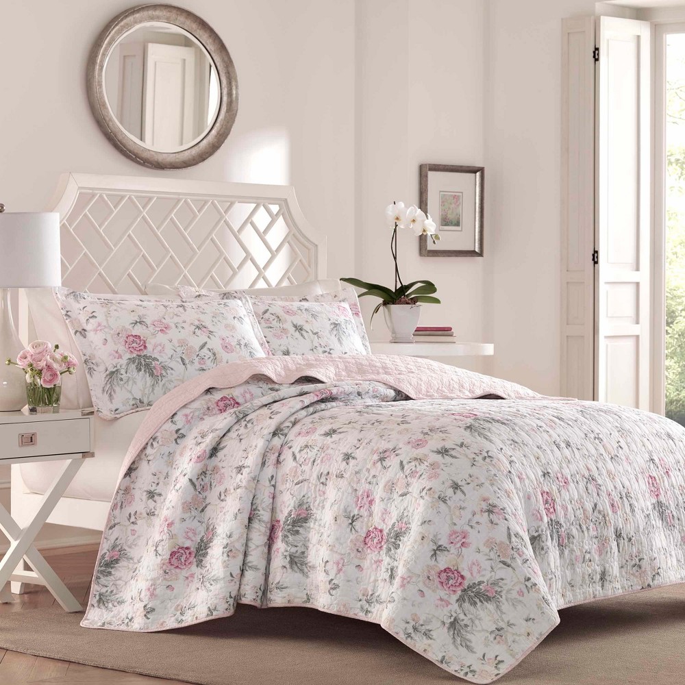 Pink Breezy Floral Quilt Set (King) - Laura Ashley