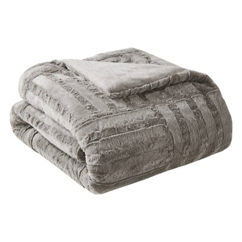 50x60 Polar Solid Faux Fur Throw Blanket Gray - Madison Park : Target