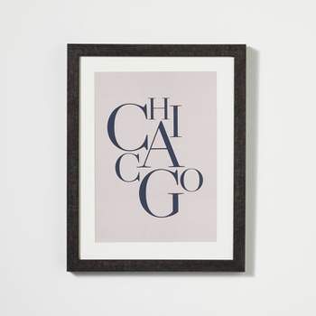 11" x 14" Chicago Framed Under Glass with Mat Dark Wood - Threshold™ designed with Studio McGee
