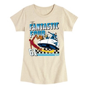 Girls' - Marvel - Fantastic Four Retro Racing Flying Car Fitted Short Sleeve Graphic T-Shirt - 1 of 3