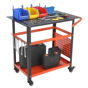 Portable Rolling Welding Table 36''x 24"Welding Table Top,Steel Welding Workbench with Pegboard,5/8-inch Holes,1200LB - 1 of 4