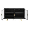 ORRD Black Server with Glass Doors & Brushed Brass Base, 4-Shelf Storage Cabinet with Wine Storage, Modern Display Server for Dining Room - 2 of 3