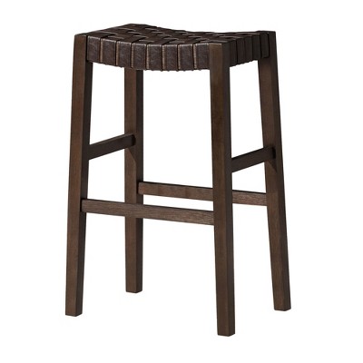 Maven Lane Emerson Kitchen Stool with Marksman Saddle Vegan Leather