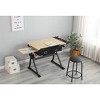 Lyngins Drawing Desk with 2 Drawers,Small Desk with Stool for Home Office,School - 2 of 4