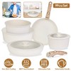 NewHome "9-Piece Nonstick Cookware Set with Detachable Handles, Glass Lids, Dishwasher & Oven Safe, Aluminum" White - 4 of 4