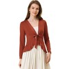 INSPIRE CHIC Women's Tie Front Long Sleeve Crop Ruffle Knit Cardigan Sweaters - 2 of 4