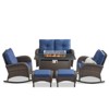 Buenhomino 7 Piece Outdoor Patio Wicker Conversation Sets with 43" Fire Pit Table, Includes Glider Loveseat, Rocking Chairs, Ottomans and Side Table - 2 of 4