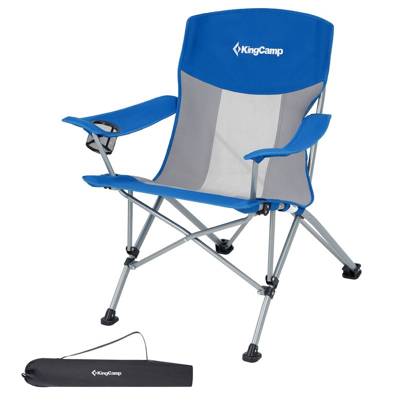 KingCamp Padded Outdoor Folding Lounge Chair Swiveling Cupholder, Side Pocket, and Carry Bag for Camping, Sporting Events, and Tailgating, 1 of 9