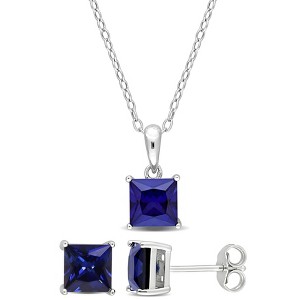 EVERLY JEWELRY | Sterling Silver Created Gemstone and Multiple Gemstones 2-Piece Set of Pendant with Chain and Earrings. - 1 of 3