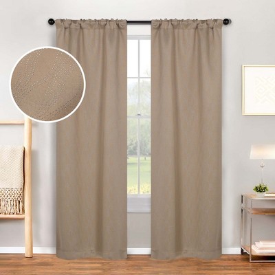 Modern Farmhouse Textured Waves Room Darkening Semi-Blackout Curtains, Set of 2 by Blue Nile Mills
