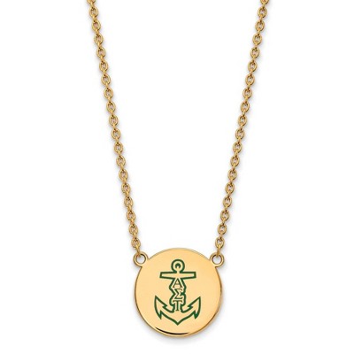Black Bow Jewelry 14k Yellow Gold Plated Sterling Silver Alpha Sigma Tau Greek Life Necklace 18 Inch