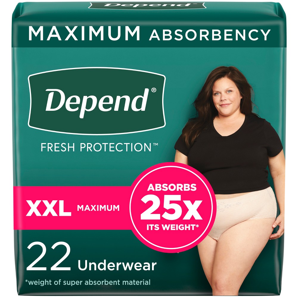 Depend Fresh Protection Adult Incontinence & Postpartum Underwear for Women - Maximum Absorbency - XXL - Blush - 22ct