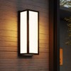 DORESshop 15.7 in. Black Cylinder Modern Integrated LED Indoor/Outdoor Porch Light Wall Lantern Sconce with White Shade - image 2 of 4