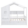Wooden Kids House Bed With Sturdy Pinewood Frame, Modern Design for Child Play & Sleep with Storage and Trundle-Maison Boucle - 3 of 4
