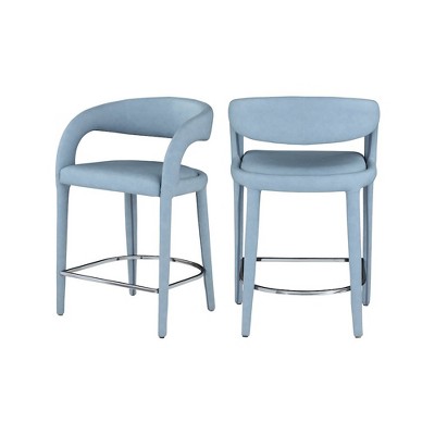 Meridian Furniture,Sylvester Light Blue Vegan Leather Stool