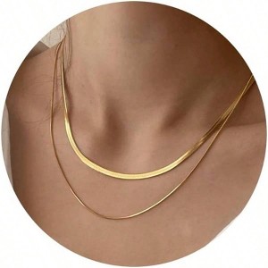 Snake Chain Necklace for Women, 1.5/3/5MM, 14/16 Length Advanced, Minimalist, Versatile for Daily Use - 1 of 4