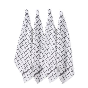Design Imports White/Gray Windowpane Terry Dishtowel Set/4 - 1 of 4